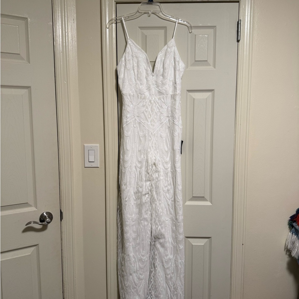 Sequin White Lace Jumpsuit